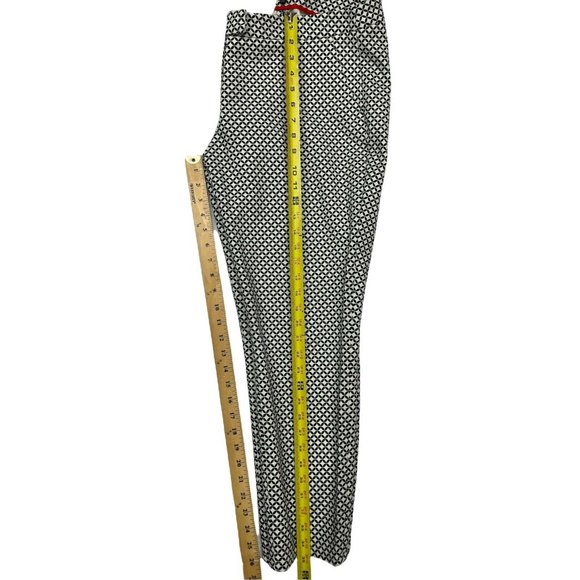 Dalia Ankle Pants Mid Rise Beige Navy Diamond Print Size 12 Large - Picture 6 of 9